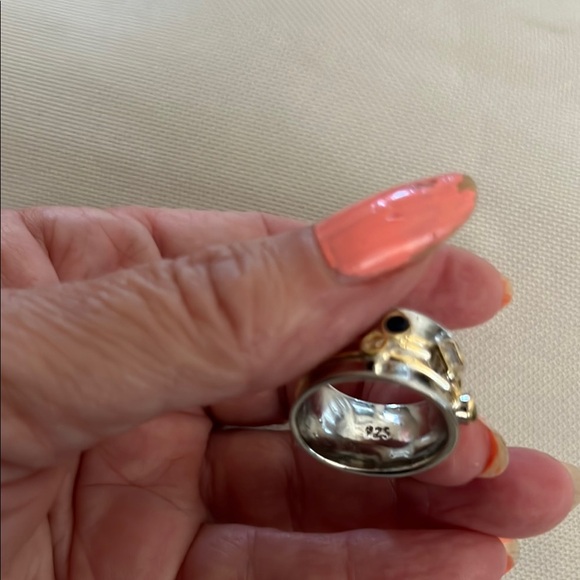 Chic Silver and Gold Gemstone Ring 925 🆕 - Picture 5 of 5
